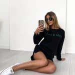 OLLEA  Cotton Reach Black Sweatshirt & Shorts