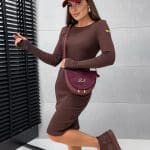 Aradio Long Sleeve Chocolate Dress