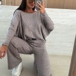MATEUS Beige Long Sleeve Top & Trousers Set