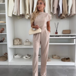 Longoria Beige Top & Trousers Set