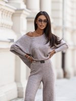 By Mia Beige Long Sleeve Top & Trousers Set