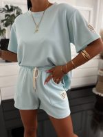 Sylvia BlUE Top & Shorts Set "MASELKO "MATERIAL