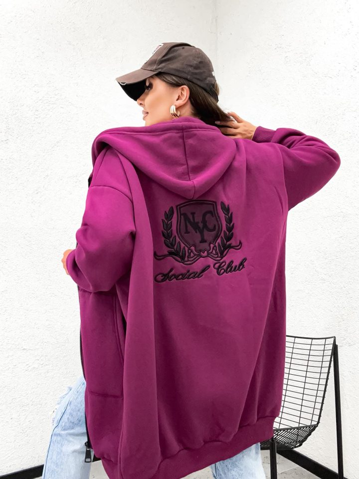 New York City Long Line Magenta Hoodie - Image 2
