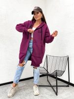 New York City Long Line Magenta Hoodie