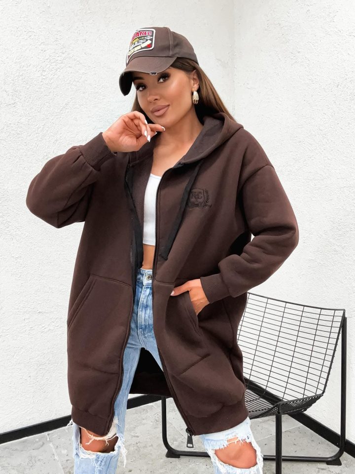 New York City Long Line Chocolate Hoodie - Image 1