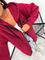 New York City Long Line Burgundy Hoodie - Image 4