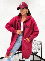 New York City Long Line Burgundy Hoodie - Image 3