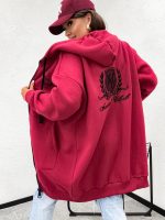 New York City Long Line Burgundy Hoodie - Image 2