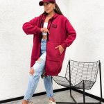 New York City Long Line Burgundy Hoodie