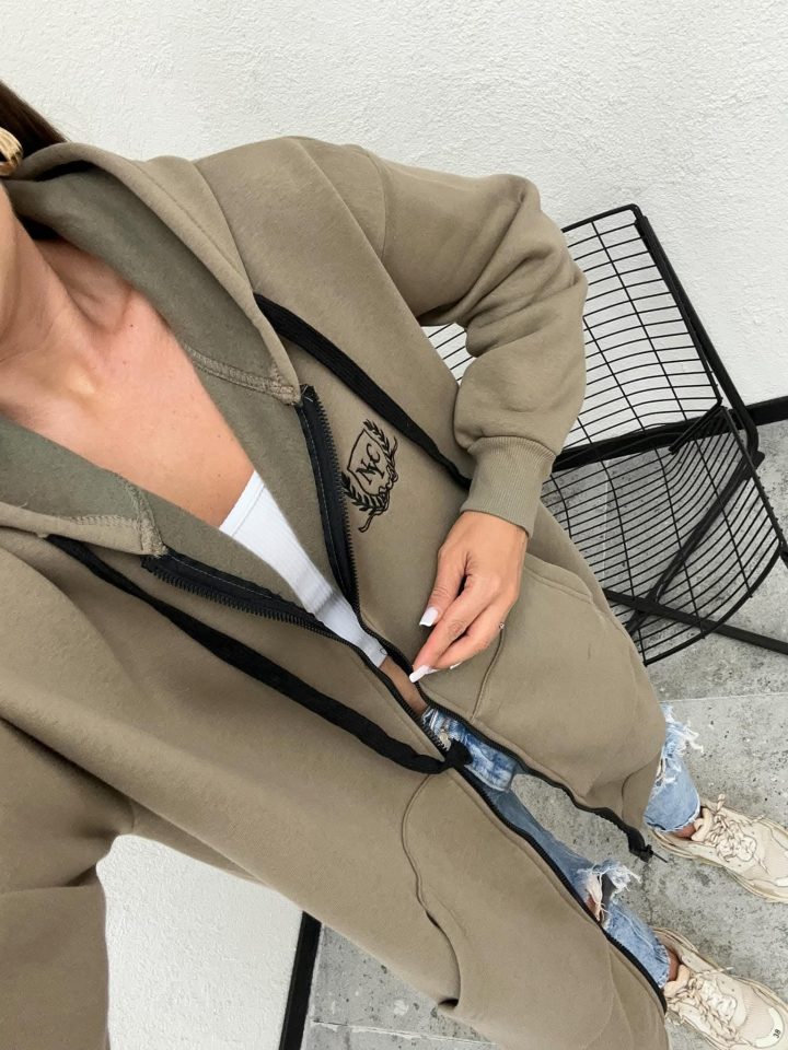 New York City Long Line khaki Hoodie - Image 4