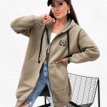 New York City Long Line khaki Hoodie