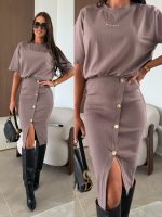 Bocca Latte Minimal Skirt With Gold Buttons - Image 2