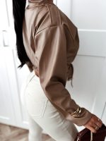 Devon Mocca Faux Leather Jacket One Size - Image 3