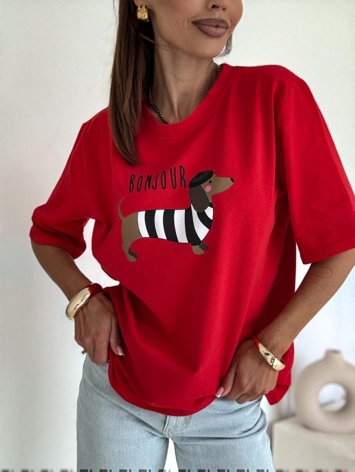 Bocca Bonjour Red T-shirt - Image 1