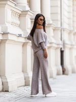 By Mia Beige Long Sleeve Top & Trousers Set - Image 2
