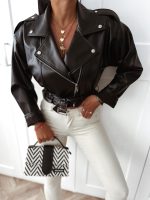 Devon Black Faux Leather Jacket One Size - Image 3