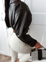 Devon Black Faux Leather Jacket One Size - Image 2
