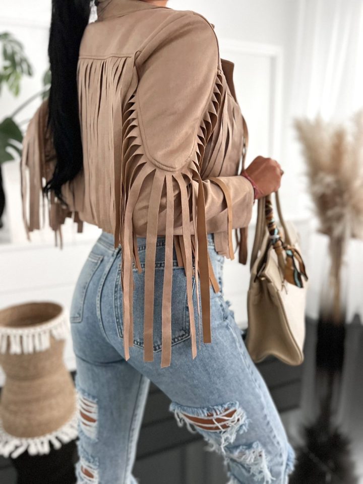 Petra Suede Beige Jacket One Size - Image 2
