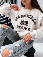 Marseille Melange Beige Sweatshirt - Image 2
