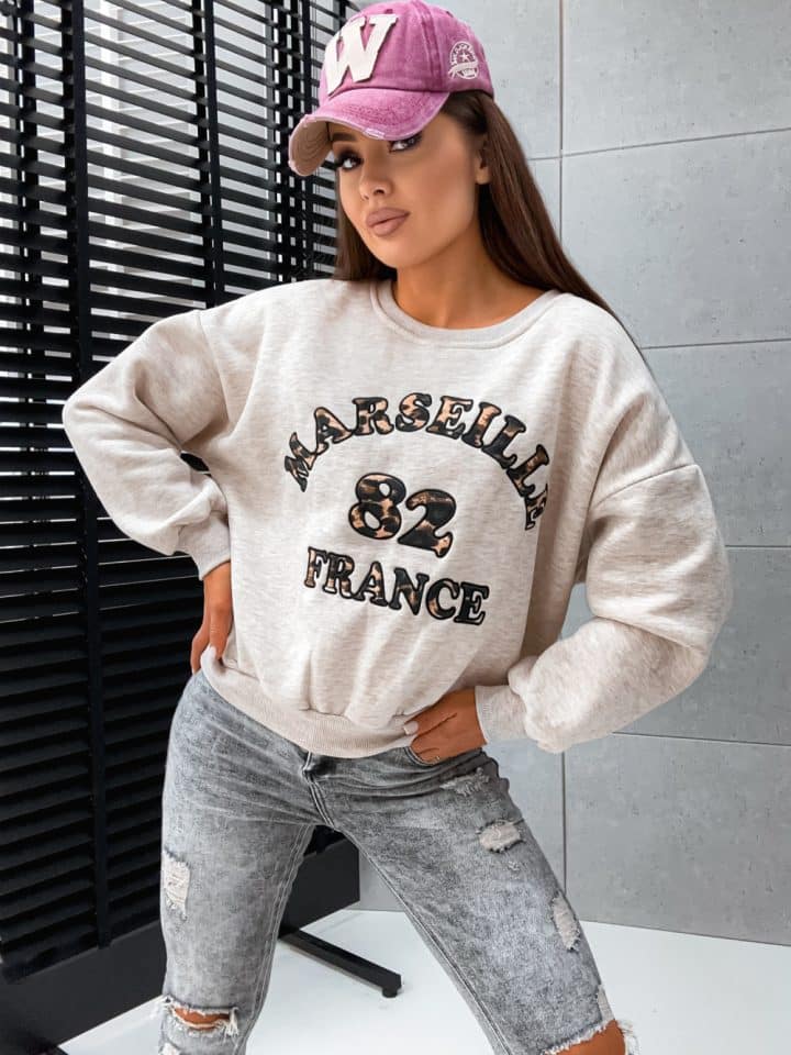 Marseille Melange Beige Sweatshirt - Image 3