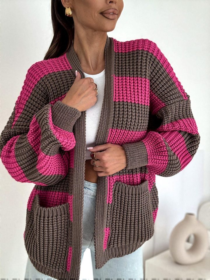 Bocca Chocolate & Pink Short Cardigan - Image 2