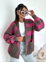 Bocca Chocolate & Pink Short Cardigan - Image 3