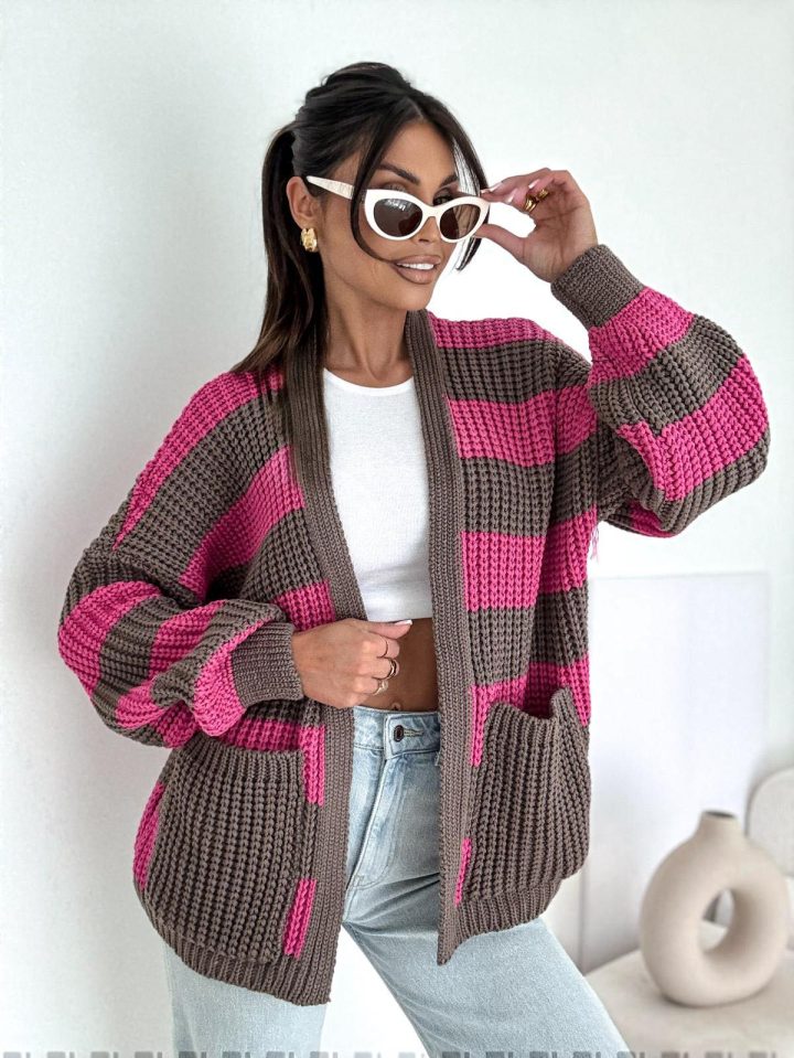 Bocca Chocolate & Pink Short Cardigan - Image 3