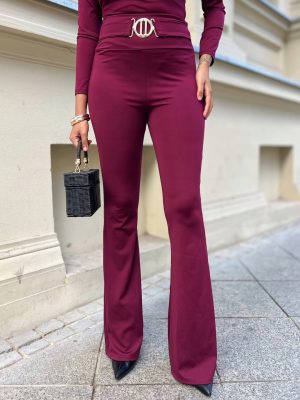 Kendal Burgundy Belted  Slimming Trousers