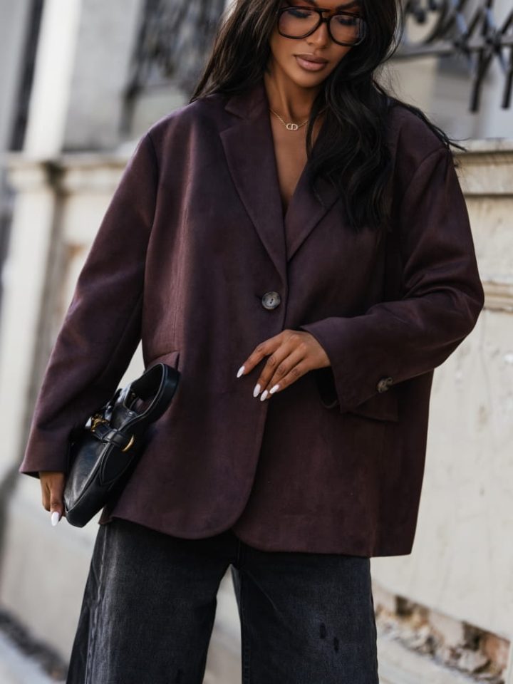 COCOMORE Gladys Suede Chocolate  Blazer - Image 2