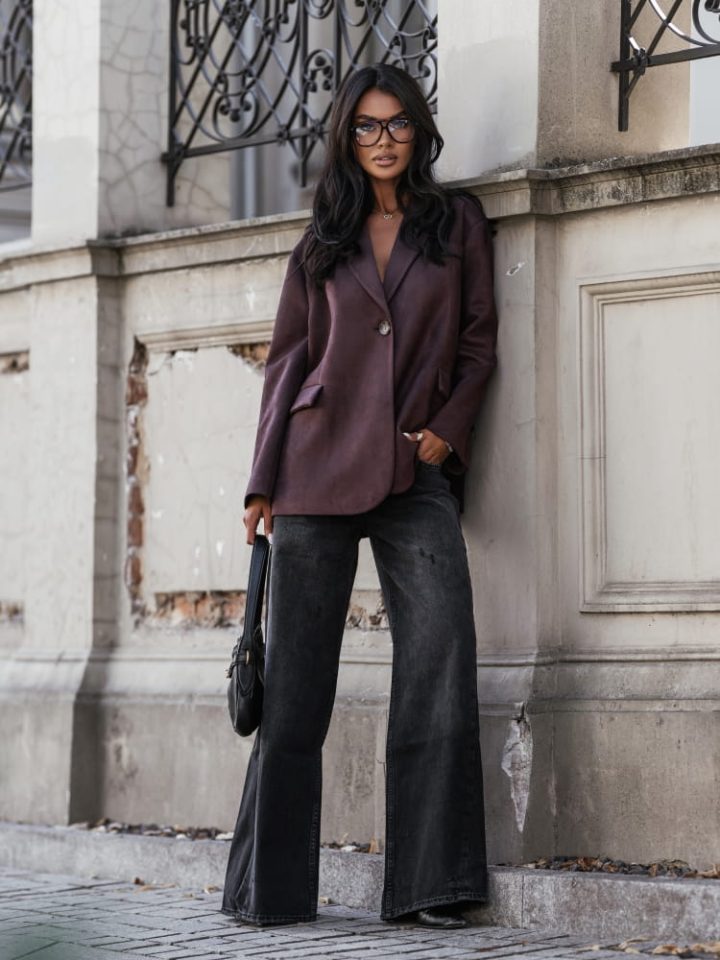 COCOMORE Gladys Suede Chocolate  Blazer - Image 3
