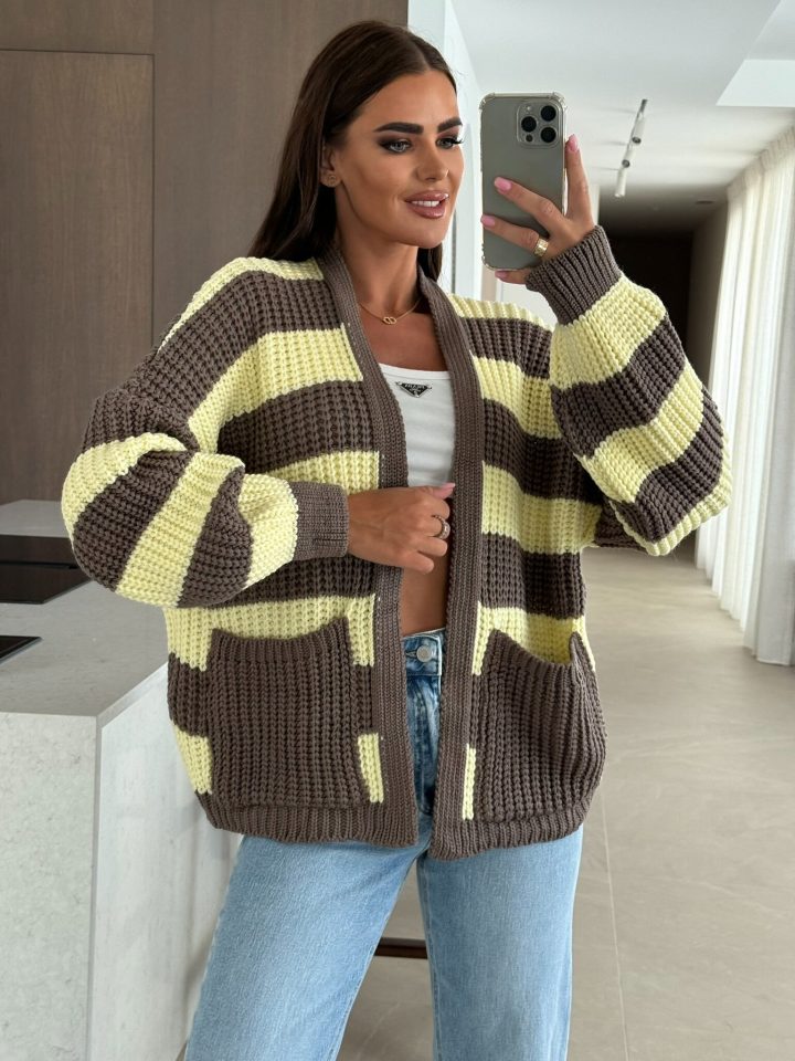Bocca Chocolate & Yellow Short Cardigan - Image 1