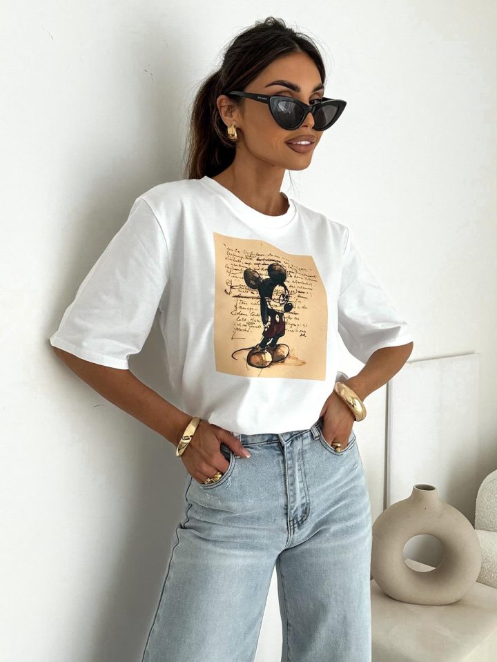 BOCCA Mickey 1405  Off White T-shirt - Image 1