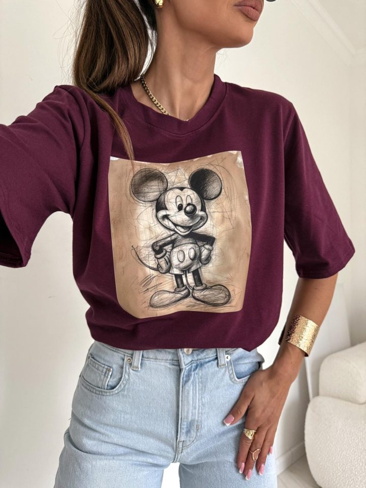 BOCCA Mickey 1605 Burgundy T-shirt - Image 1