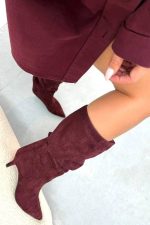 Zarina SUEDE Burgundy Boots - Image 3