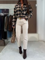 M SARA Ballon Fit Beige Trousers - Image 4