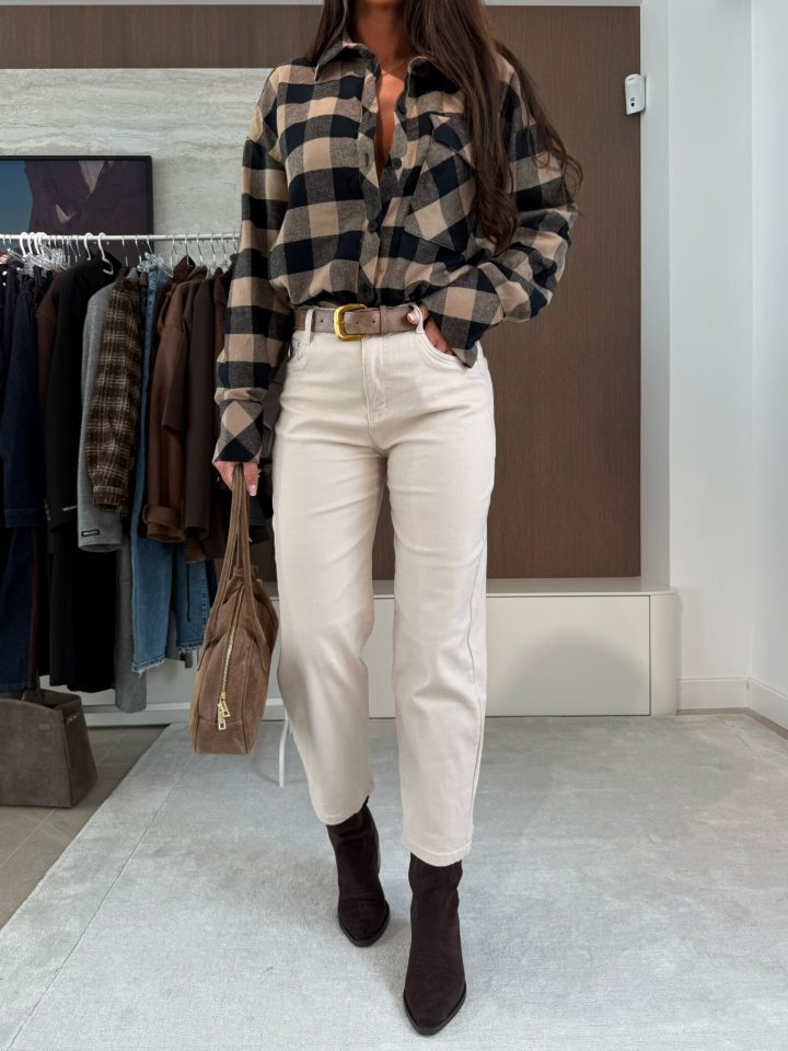M SARA Ballon Fit Beige Trousers - Image 4