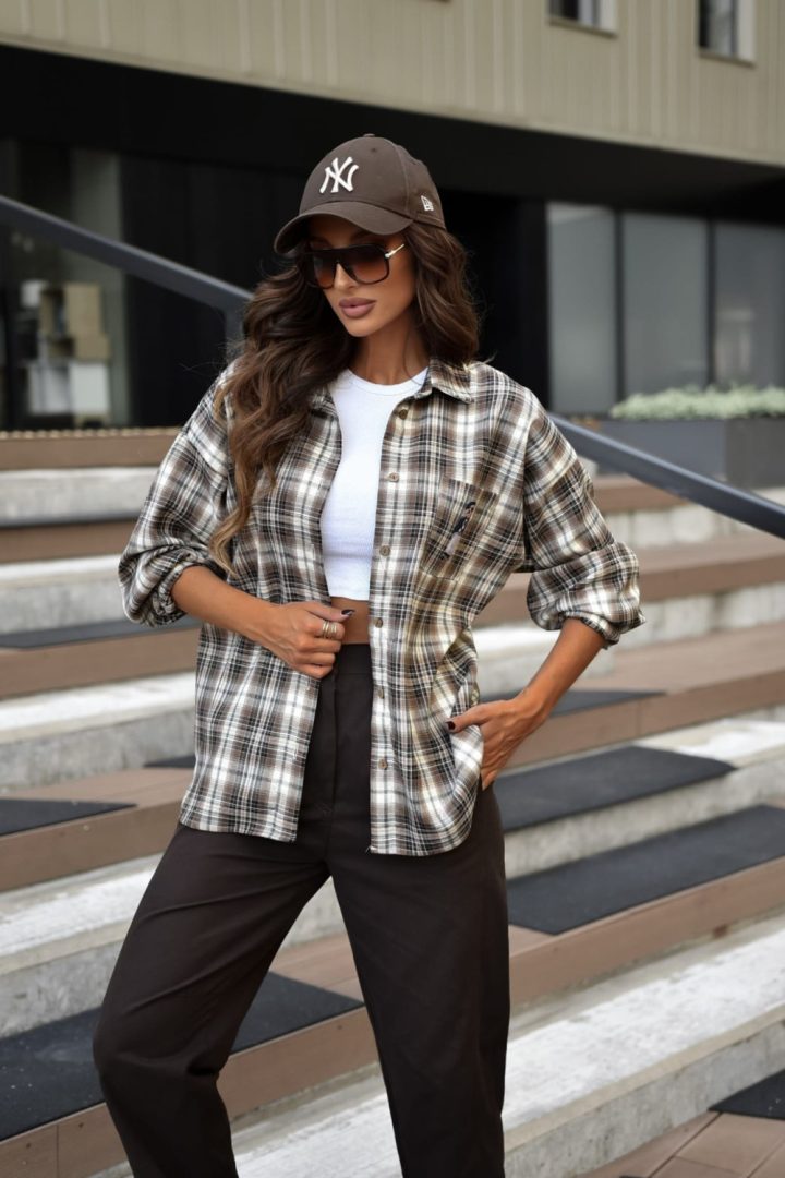 XANA  MONTHANA Beige & BROWN Shirt - Image 1
