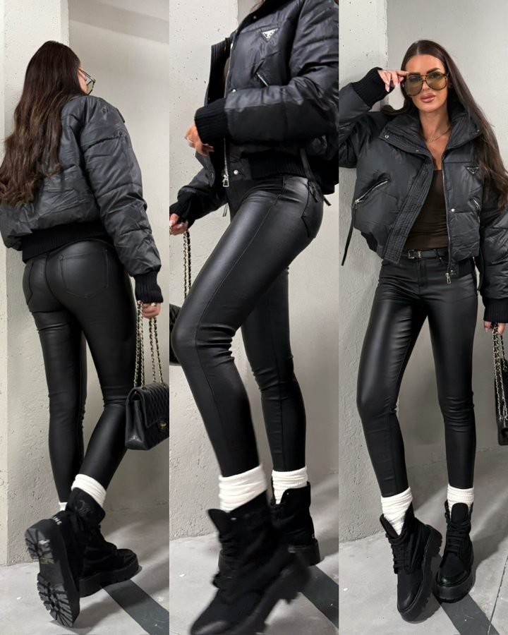 M SARA Dora Black Faux Leather Trousers - Image 1