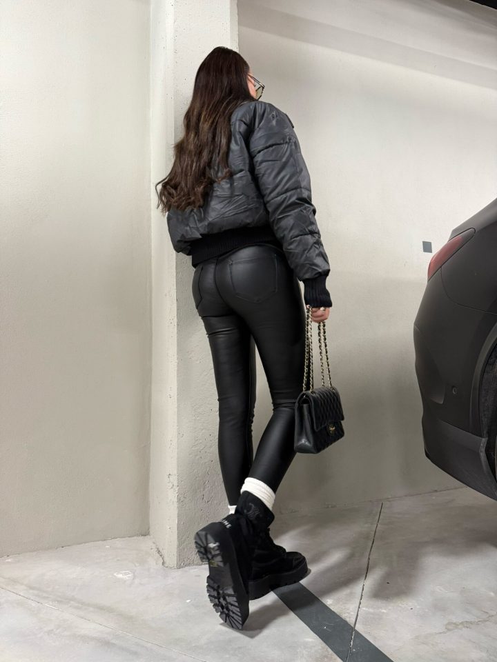 M SARA Dora Black Faux Leather Trousers - Image 3