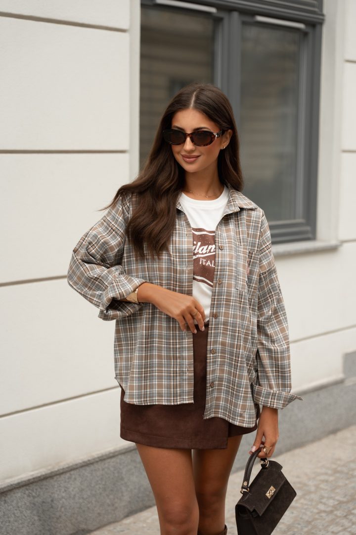 XANA  MONTHANA Light Beige & BROWN Shirt - Image 1