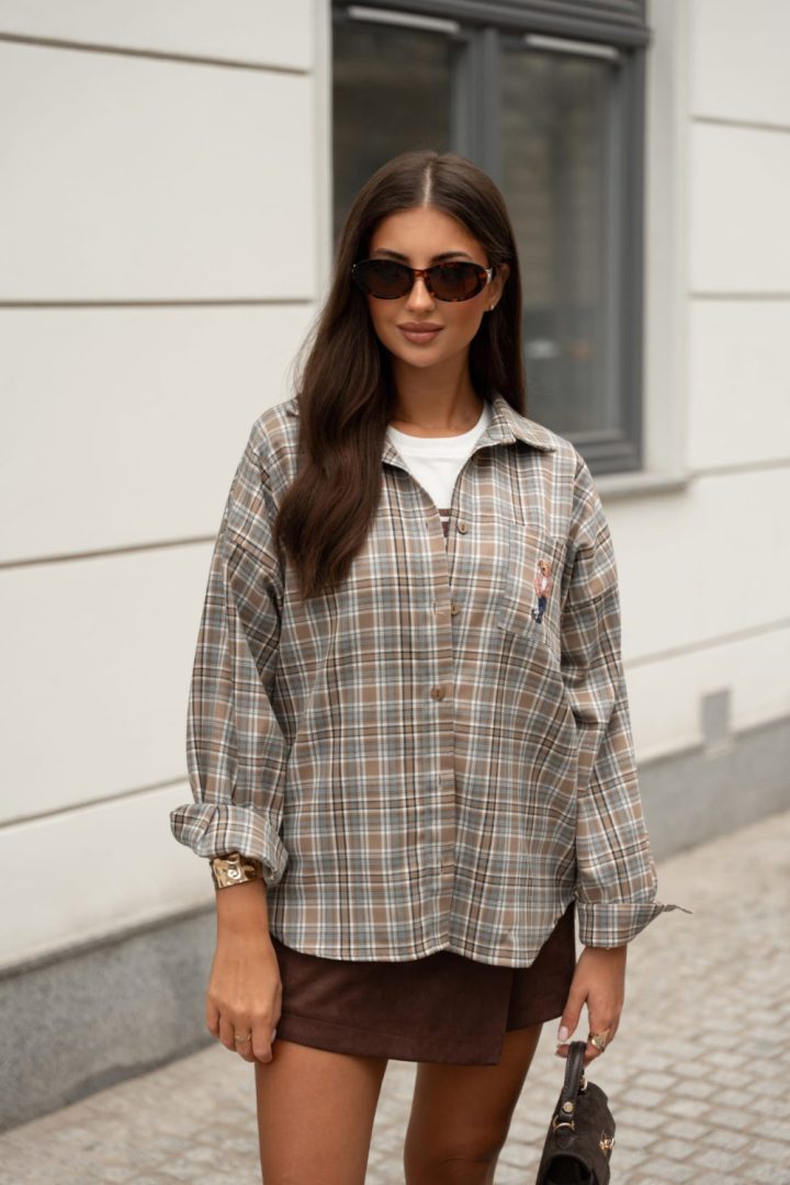 XANA  MONTHANA Light Beige & BROWN Shirt - Image 3