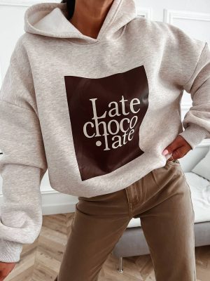 Chocolate Melange Beige Hoodie One Size