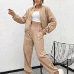 Quenteen Beige Sweatshirt & Trousers Set