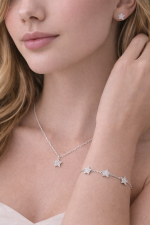 Silver 925 Cubic Zirconia Star Studded Earrings - Image 2