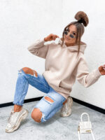 QUEEN Beige Hoodie One Size - Image 3