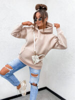 QUEEN Beige Hoodie One Size - Image 2