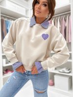 Lea 2 in 1 Beige Sweatshirt with Shirt - Image 3