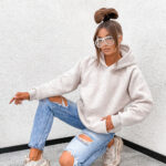QUEEN Melange Beige Hoodie One Size