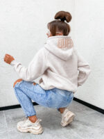 QUEEN Melange Beige Hoodie One Size - Image 2