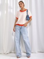 Cocomore Harvey Orange & White Jumper Top - Image 3